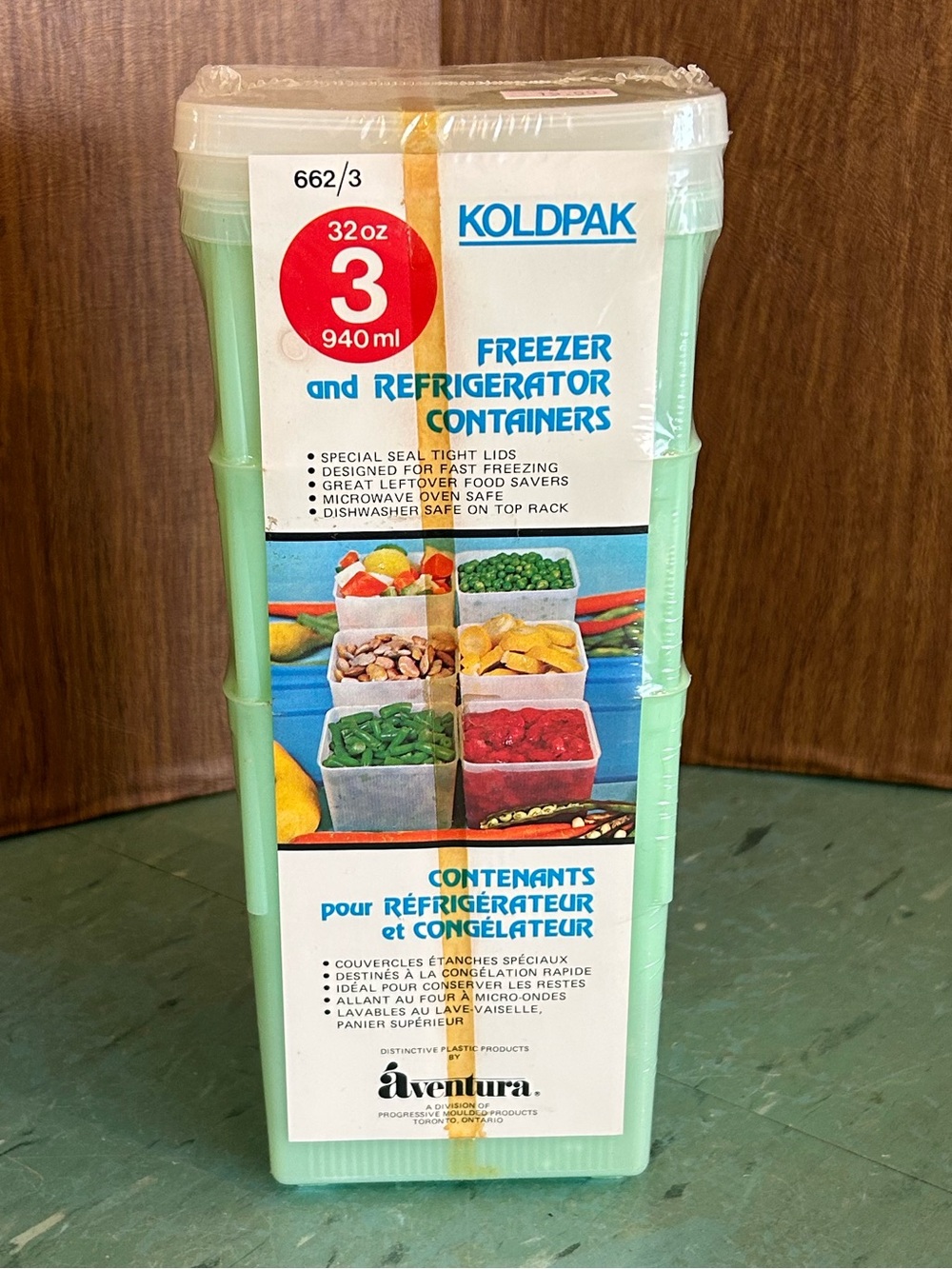 Vintage freezer storage containers set 3 NOS refrigerator plastic sea foam green